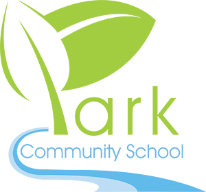 Logo: Green leaves above 'Park Community School' text, with a blue wavy line underneath.