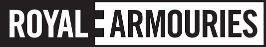 Royal Armouries logo, with "ROYAL" in white on black, and "ARMOURIES" in black on white.