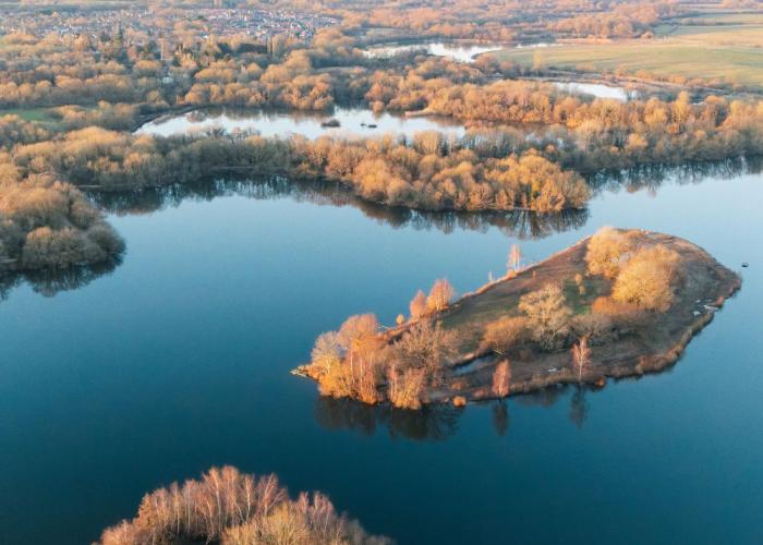 drone photography of lakes in wokingham
