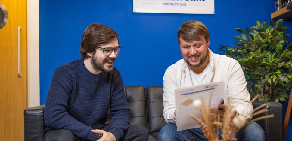 Louis and Oli planning in the Millstream studio