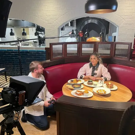 Behind the scenes filming Ashley Roberts