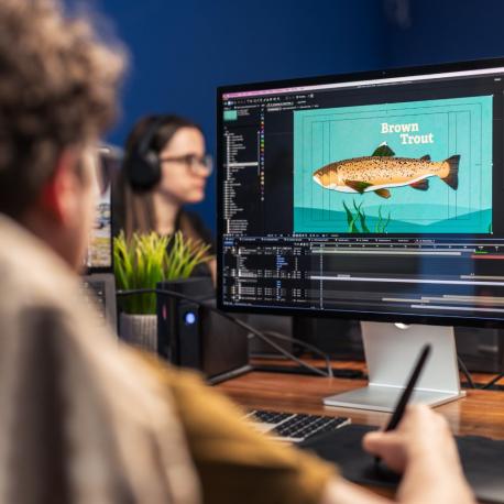 behind the scenes Fern working on an animation for hampshire and isle of wight wildlife trust
