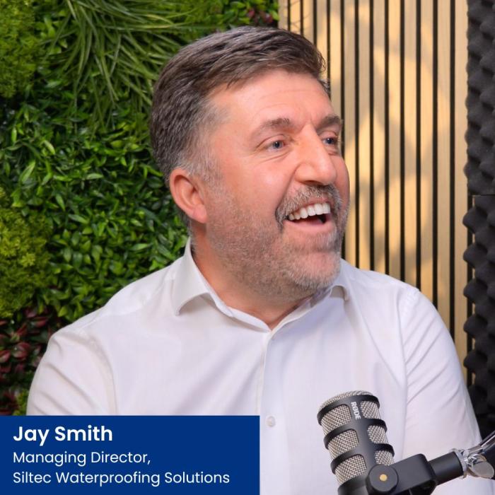 jay smith from Siltec Waterproofing Solution sat in a podcast studio