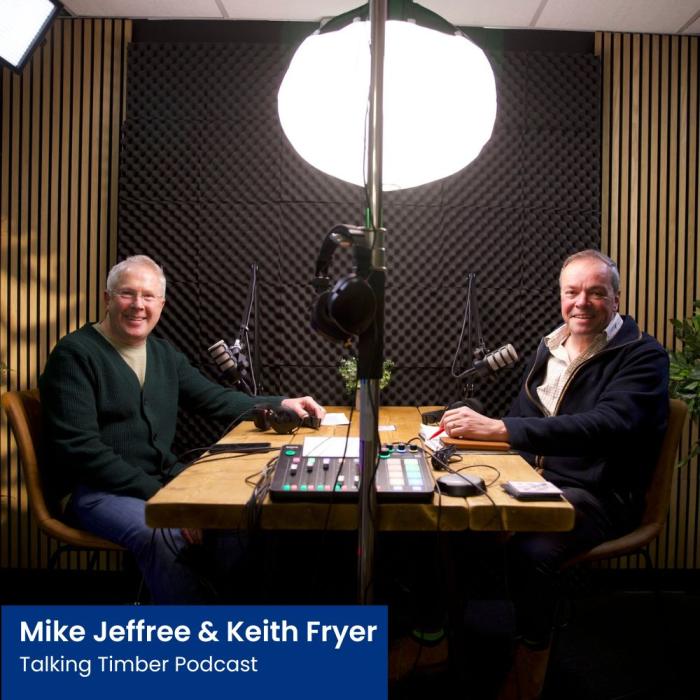 mike and keith from Talking Timber sat in a podcast studio