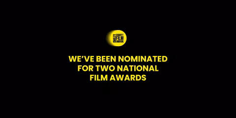 Graphic: Nominated for two National Film Awards, featuring 27th Charity Film Awards logo.