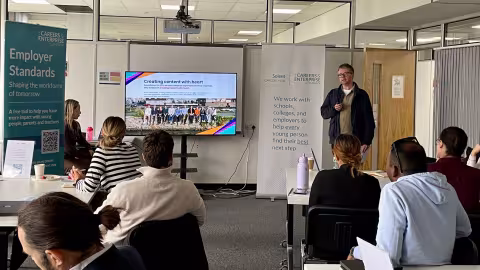 Dan speaking at the Solent Careers Hub workplace forum