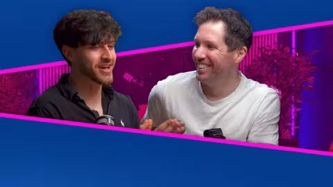 Rob and Ben hosting podcast