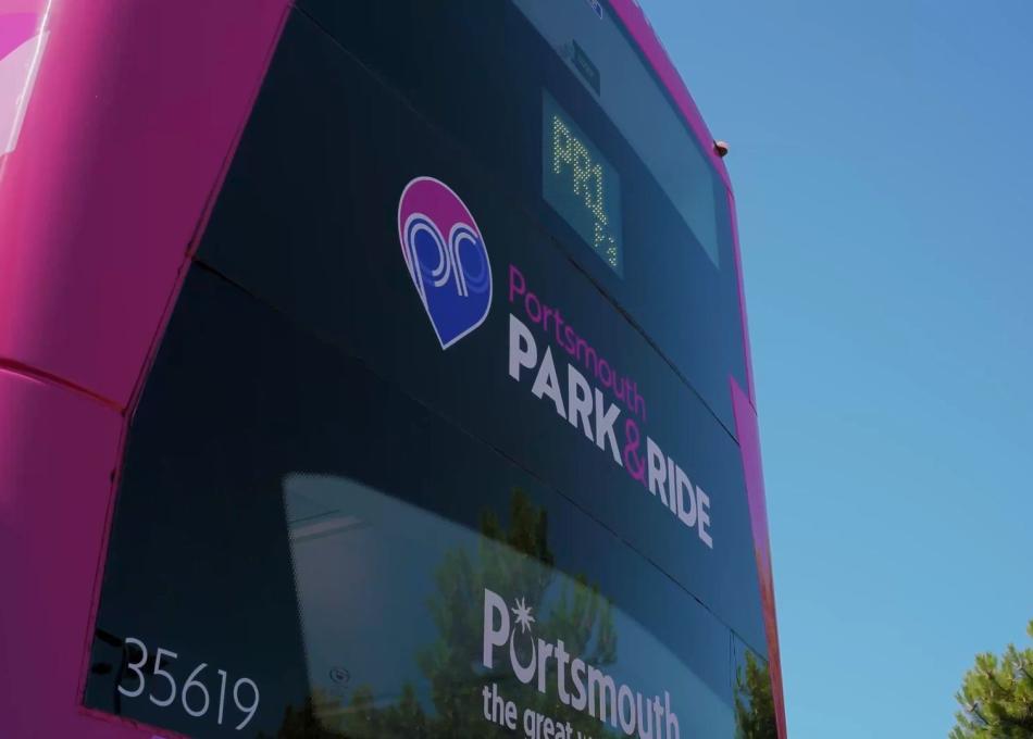 The back of the Park and Ride bus