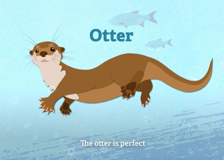 animated otter for Hampshire and Isle of Wight Wildlife Trust trail animations