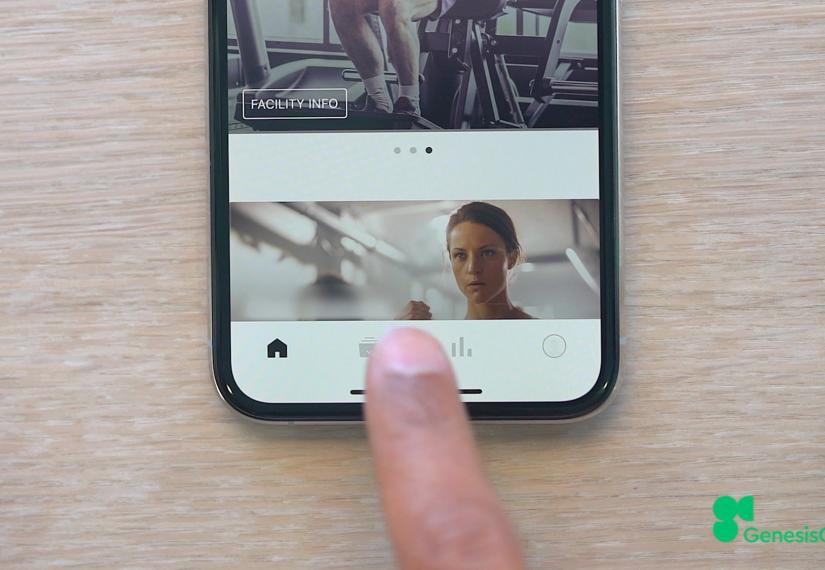 User touching a smart phone to access a website