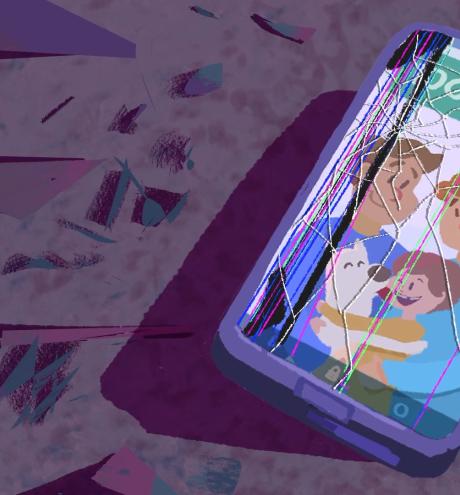 Illustration of a broken mobile phone