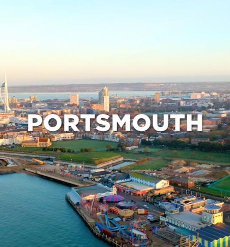 Aerial shot of portsmouth city