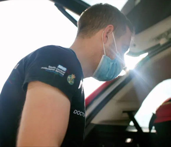 air ambulance crew working