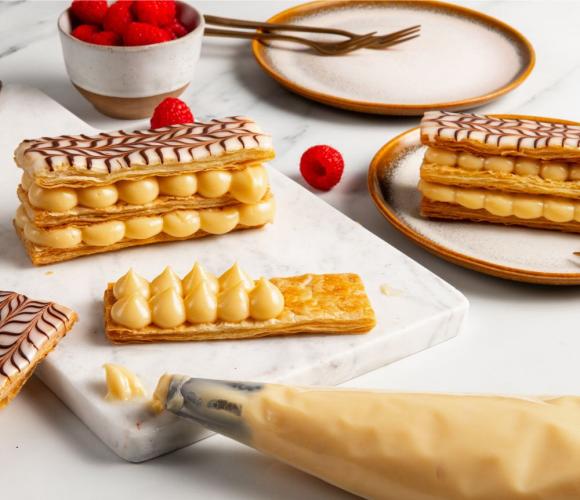 Pastry and desserts on a counter top