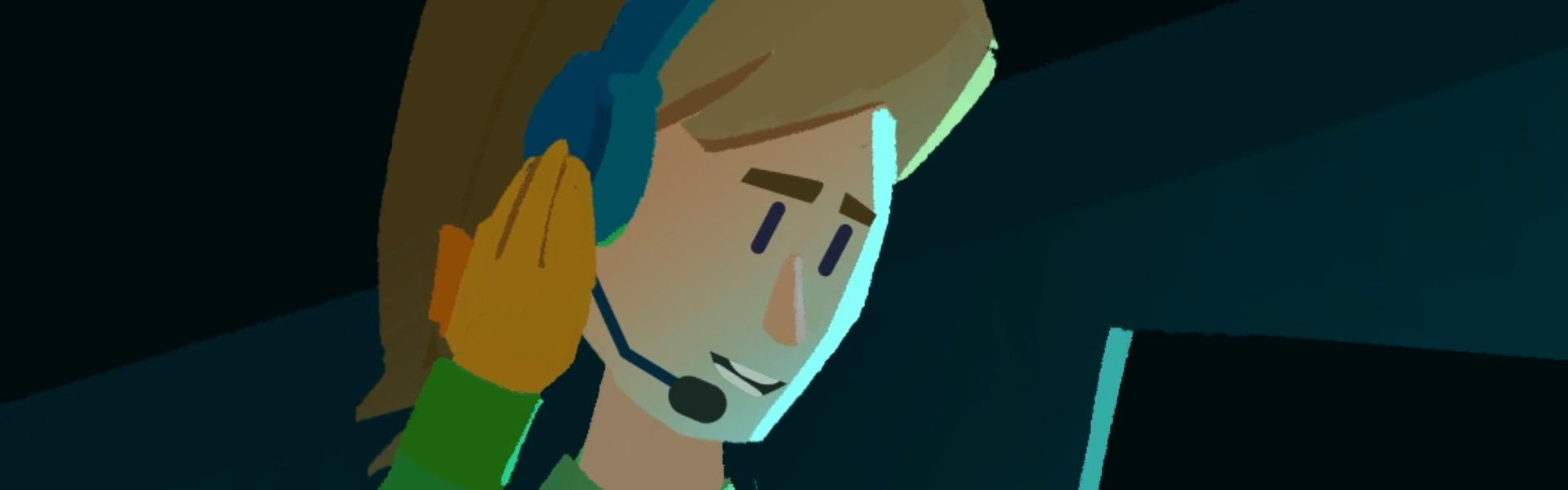 Illustration of call centre operator on headset