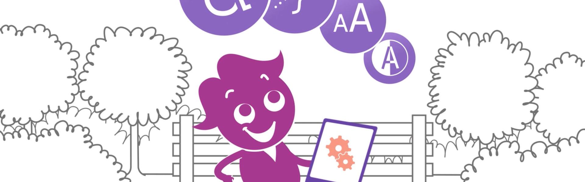 Character sat on bench with mobile phone