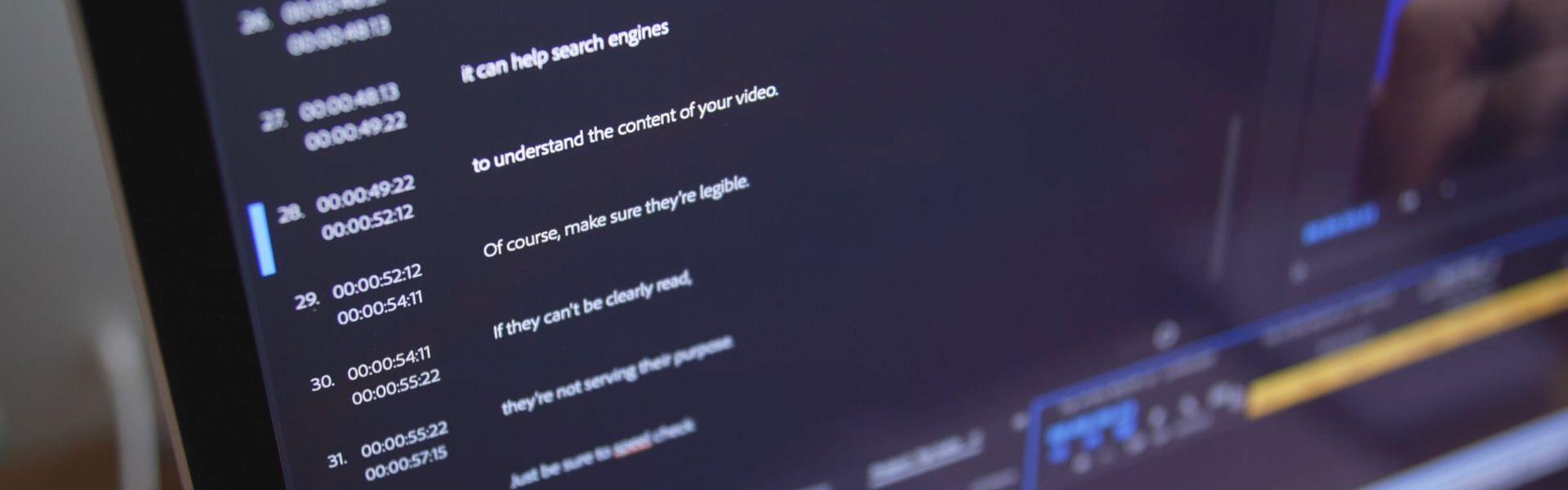 computer screen showing closed captions