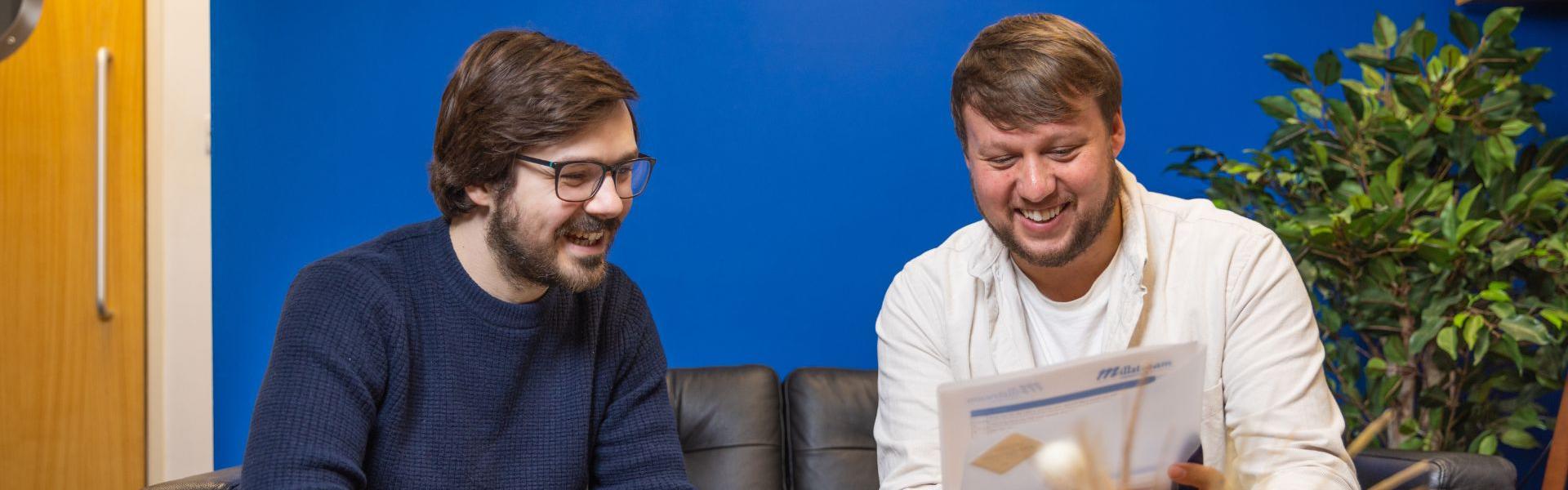 Louis and Oli planning in the Millstream studio
